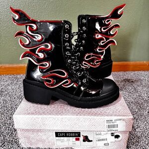 Cape Robbin Women's Black Flame Combat Boots
